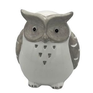 Ceramic grey and white owl tabletop decor